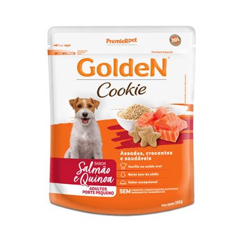 Biscoito Golden Cookie para Cães Adultos de Porte Pequeno Sabor Salmão e Quinoa 350 g
