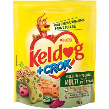Biscoito Keldog +Crok Integral Multi com Vegetais Para Cães Adultos 400g