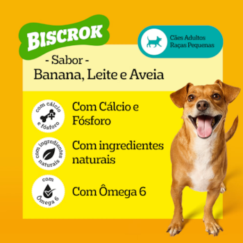 Biscoito Pedigree Biscrok Mini para Cães Adultos Raças Pequenas Sabor Banana, Leite e Aveia