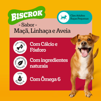 Biscoito Pedigree Biscrok Mini para Cães Adultos Raças Pequenas Sabor Maçã, Linhaça e Aveia