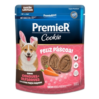 Biscoito Premier Cookie Páscoa para Cães Adultos de Porte Pequeno Sabor Cenoura e Alfarroba