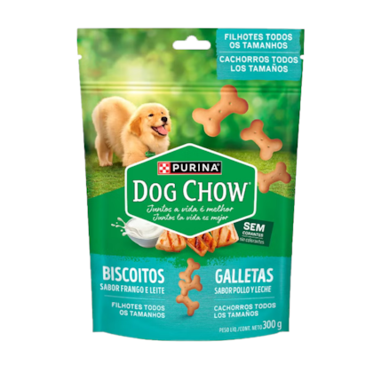 Biscoitos Dog Chow Extra Life Integral sabor Frango e Leite para Filhotes 300g