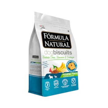 Biscoitos Fórmula Natural Dog Biscuits para Cães de Adultos de Porte Mini e Pequeno Sabor Batata Doce, Banana e Linhaça 250g