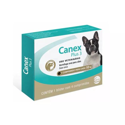 Canex Plus Vermifugo 3 Cães até 10kg com 4 comprimidos