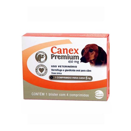 Canex Premium 450mg Vermifugo Cães até 5kg com 4 comprimidos