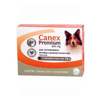 Canex Premium 900mg Vermifugo Cães até 10kg com 4 comprimidos