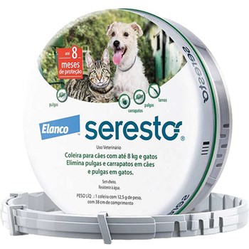 Coleira Antipulgas e Carrapatos Seresto Bayer para Cães e Gatos Até 8kg