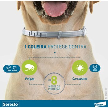 Coleira Antipulgas e Carrapatos Seresto Bayer para Cães e Gatos Até 8kg