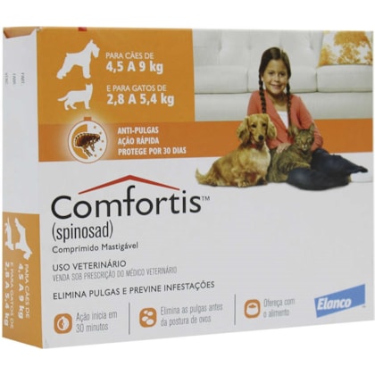 Comfortis Antipulgas para Cães de 4,5 a 9kg e Gatos de 2,8 a 5,4kg