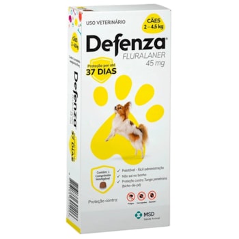 Defenza Antipulgas e Carrapatos para Cães de 2 a 4,5kg - 45mg C/1 comprimido