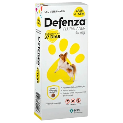 Defenza Antipulgas e Carrapatos para Cães de 2 a 4,5kg - 45mg C/1 comprimido