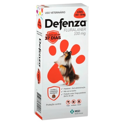 Defenza Antipulgas e Carrapatos para Cães de 4,5 a 10kg - 100mg C/1 comprimido