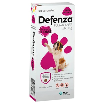 Defenza Antipulgas e Carrapatos para Cães de 40 a 56kg - 560mg C/1 comprimido