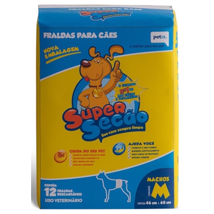 Fralda Super Secão Cães Machos com 12 Unidades