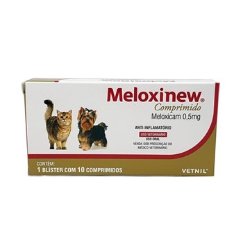 Meloxinew 4mg Vetnil Anti-inflamatório para Cães e Gatos 10 comprimidos