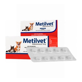 Metilvet 5mg Anti-inflamatório Vetnil para Cães e Gatos com 10 comprimidos