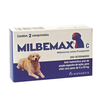 Milbemax C Vermífugo para Cães de 5 até 25kg com 2 comprimidos