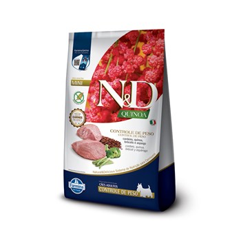 N&D Quinoa Controle de Peso para Cães Adulto de Porte Mini Sabor Cordeiro, Quinoa, Brócolis e Aspargo