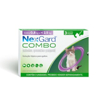 Nexgard Combo Antipulgas, Sarna e Vermes para Gatos de 0,8 a 2,5 kg 0,3ml