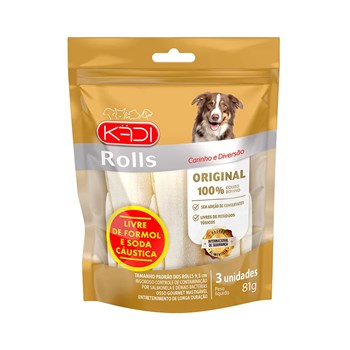 Osso Kadi para Cães Roll sabor Natural com 03 unidades