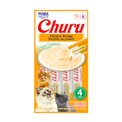 Petisco Churu Galinha e Queijo para Gatos com 4 Unidades de 14g