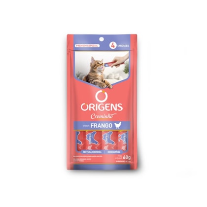 Petisco Origens Creminho Sabor Carne para Gatos com 4 Unidades de 15g