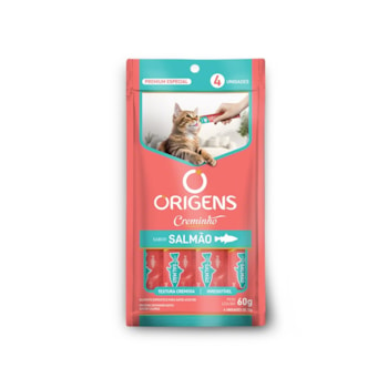 Petisco Origens Creminho Sabor Salmão para Gatos com 4 Unidades de 15g