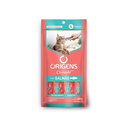 Petisco Origens Creminho Sabor Salmão para Gatos com 4 Unidades de 15g