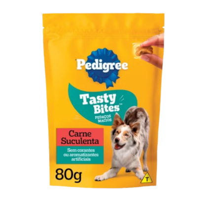 Petisco Pedigree Tasty Bites para Cães Adultos Sabor Carne Suculenta