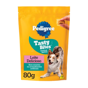 Petisco Pedigree Tasty Bites para Cães Adultos Sabor Leite Delicioso