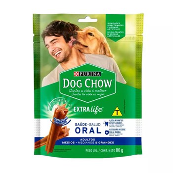 Petisco Purina Dog Chow Oral Extra Life para Cães Adultos de Raças Médias e Grandes 80g