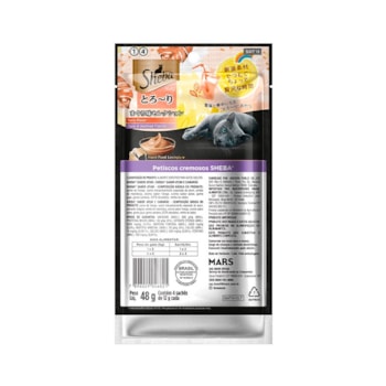 Petisco Sheba Creamy Sabor Atum e Atum com Camarão para Gatos com 4 Unidades de 12g Petisco Sheba Creamy Sabor Atum e Atum com Camarão para Gatos com 4 Unidades de 12g