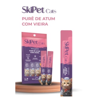 Petisco Skipet Cats Atum com Vieira para Gatos com 4 Unidades de 15g