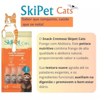 Petisco Skipet Cats Frango com Abóbora para Gatos com 4 Unidades de 15g
