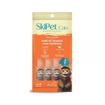 Petisco Skipet Cats Frango com Abóbora para Gatos com 4 Unidades de 15g