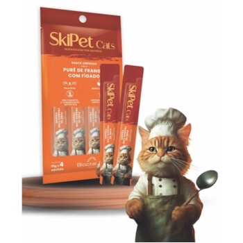 Petisco Skipet Cats Frango com Fígado para Gatos com 4 Unidades de 15g