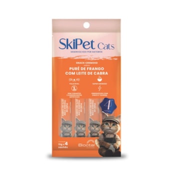 Petisco Skipet Cats Frango com Leite de Cabra para Gatos com 4 Unidades de 15g