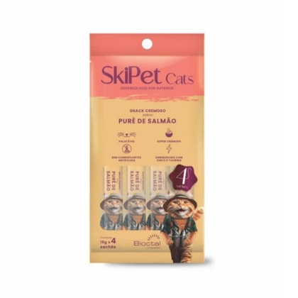 Petisco Skipet Cats Salmão para Gatos com 4 Unidades de 15g