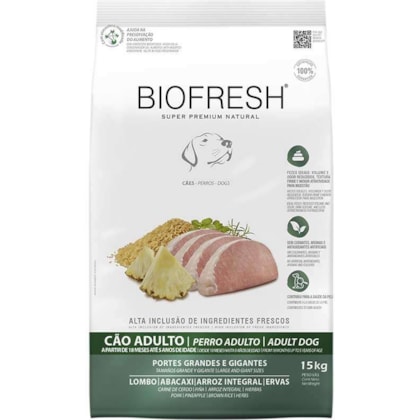 Ração Biofresh Raças Grandes e Gigantes para Cães Adultos Sabor Lombo, Abacaxi, Arroz Integral e Ervas