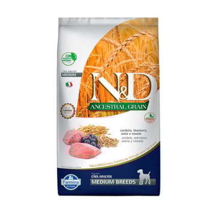 Ração Farmina N&D Ancestral Grain sabor Cordeiro Cães Adultos de Raças Médias