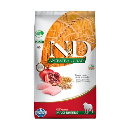 Ração Farmina N&D Ancestral Grain sabor Frango Cães Adultos de Raças Grandes