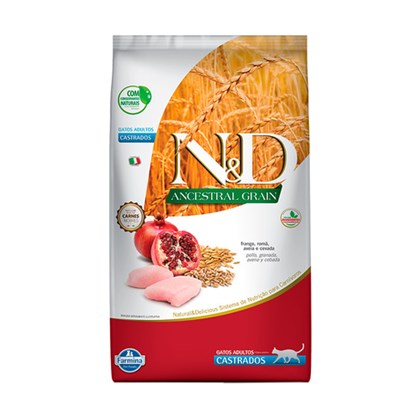 Ração Farmina N&D Ancestral Grain sabor Frango para Gatos Adultos Castrados