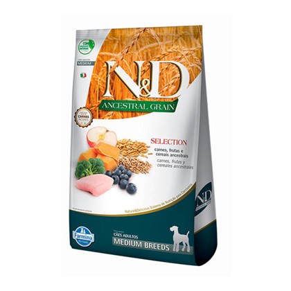 Ração Farmina N&D Ancestral Grain Selection sabor Carnes e Frutas para Cães Adultos de Raças Médias 15kg