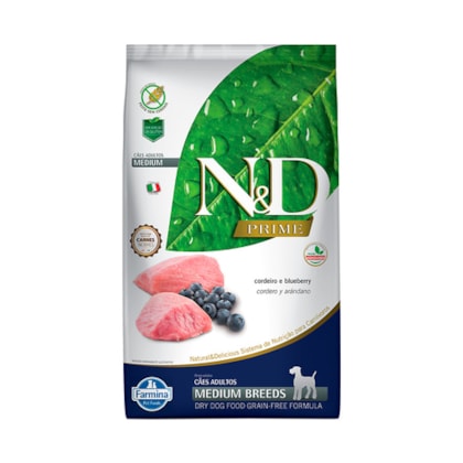 Ração Farmina N&D Prime sabor Cordeiro e Blueberry Cães Adultos de Raças Médias