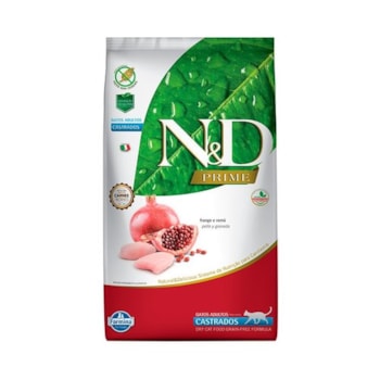 Ração Farmina N&D Prime sabor Frango e Romã para Gatos Adultos Castrados