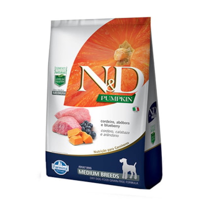 Ração Farmina N&D Pumpkin sabor Abóbora, Cordeiro e Romã para Cães Adultos de Raças Médias