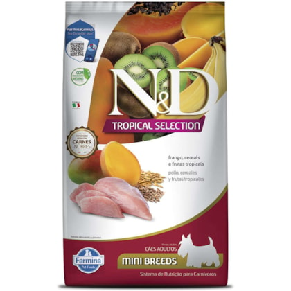 Ração Farmina N&D Tropical para Cães Adultos de Porte Mini Sabor Frango, Cereais e Frutas Tropicais