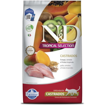 Ração Farmina N&D Tropical para Gatos Adultos Castrado Sabor Frango, Cereais e Frutas Tropicais