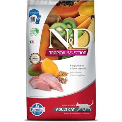 Ração Farmina N&D Tropical para Gatos Adultos Sabor Frango, Cereais e Frutas Tropicais