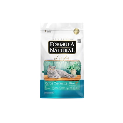 Ração Fórmula Natural Life para Gatos Adultos Castrados Sabor Salmão